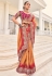 Peach crepe jacquard saree with blouse 7807