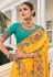 Yellow crepe saree with blouse 7809