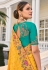 Yellow crepe saree with blouse 7809