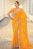 Yellow crepe saree with blouse 7802