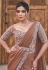 Brown satin silk saree with blouse 25312