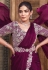 Wine satin silk saree with blouse 25314