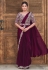 Wine satin silk saree with blouse 25314