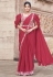 Magenta satin silk plain saree with designer blouse 25313