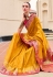 Yellow banarasi silk saree with blouse 860002
