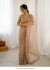 Bollywood model Beige and gold dori sequins net party wear saree