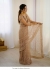 Bollywood model Beige and gold dori sequins net party wear saree