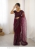 Bollywood model Wine dori sequins net party wear saree
