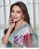 Bollywood Madhuri dixit inspired white satin silk digital print saree