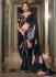 Black color georgette floral print with peal border designer wear saree 7007