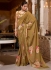 Brown color georgette floral print with peal border designer wear saree 7007