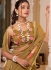 Brown color georgette floral print with peal border designer wear saree 7007