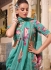 Rama color georgette floral print with peal border designer wear saree 7007