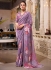 Lavender color georgette floral print with peal border designer wear saree 7007