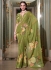 Fresh green color georgette floral print with peal border designer wear saree 7007