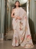 Peach georgette floral print with peal border designer wear saree 7007