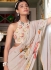 Peach georgette floral print with peal border designer wear saree 7007