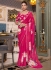 Rani Pink georgette floral print with peal border designer wear saree 7007