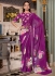 Purple georgette floral print with peal border designer wear saree 7007