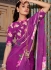 Purple georgette floral print with peal border designer wear saree 7007