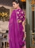 Purple georgette floral print with peal border designer wear saree 7007
