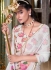 White georgette floral print with peal border designer wear saree 7007