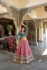 Salmon and Blue color silk embroidery work wedding lehenga choli