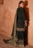 Premium crepe silk embroidered wedding wear sharara suit in Black colour