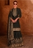 Premium crepe silk embroidered wedding wear sharara suit in Black colour