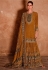 Premium crepe silk embroidered wedding wear sharara suit in Mustard colour