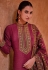 Premium crepe silk embroidered wedding wear sharara suit in Magenta colour