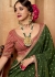 Green and red color Pure viscous crepe zari butta weaving wedding saree 6505