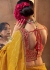 Yellow and red color Pure viscous crepe zari butta weaving wedding saree 6506