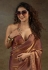 Rust satin silk saree with blouse 103A