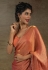 Orange satin silk saree with blouse 103C