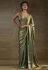 Sea green satin silk saree with blouse 103E