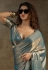 Teal satin silk saree with blouse 103D