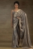 Grey satin silk saree with blouse 103B