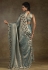 Sea green satin silk saree with blouse 8116