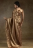 Golden satin silk saree with blouse 8118