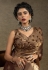 Golden satin silk saree with blouse 8118