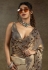 Grey satin silk saree with blouse 8117