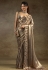 Grey satin silk saree with blouse 8117