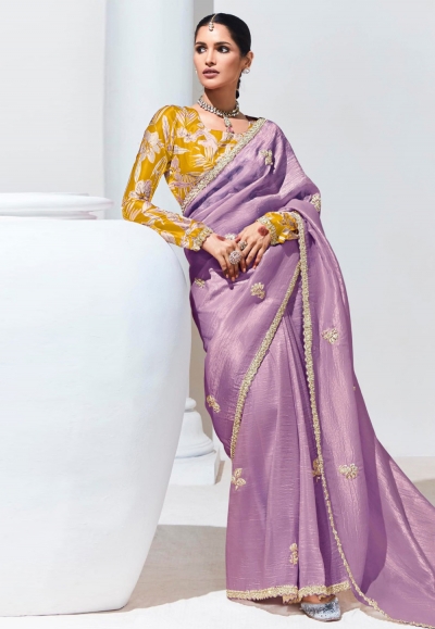 Lavender tissue saree with blouse 2131B