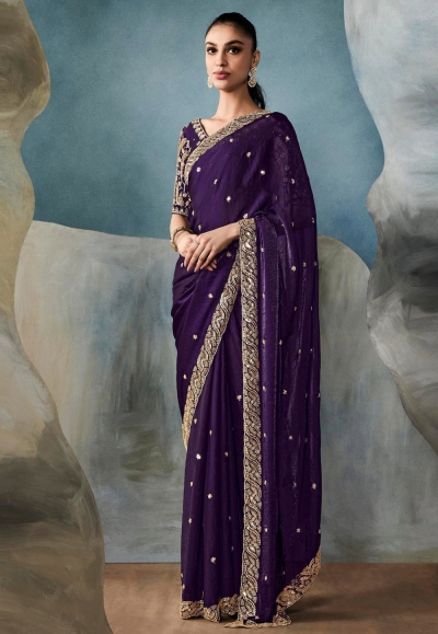 Purple tissue saree with blouse 5424