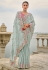 Sky blue viscose jacquard saree with blouse 7205