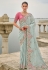 Sky blue viscose jacquard saree with blouse 7205