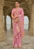 Pink viscose jacquard saree with blouse 7206