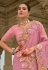 Pink viscose jacquard saree with blouse 7206
