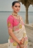 Cream viscose jacquard saree with blouse 7207